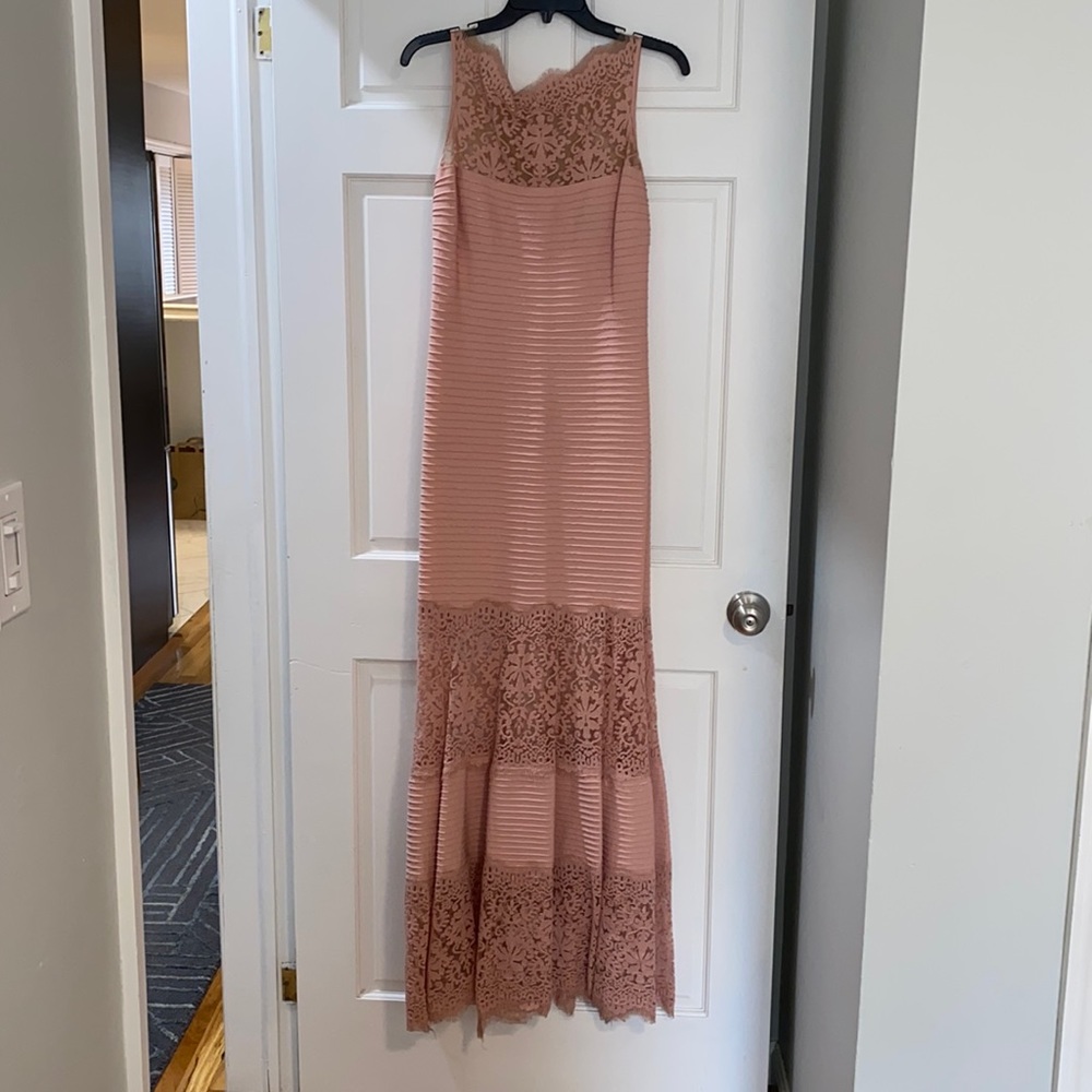 Tadashi Shoji pastel pink long gown